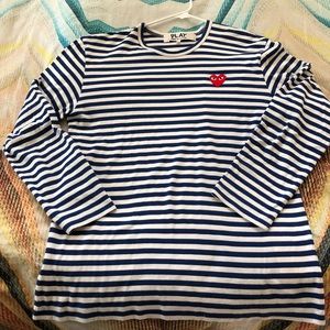 Comme Des Garçon PLAY striped shirt in blue